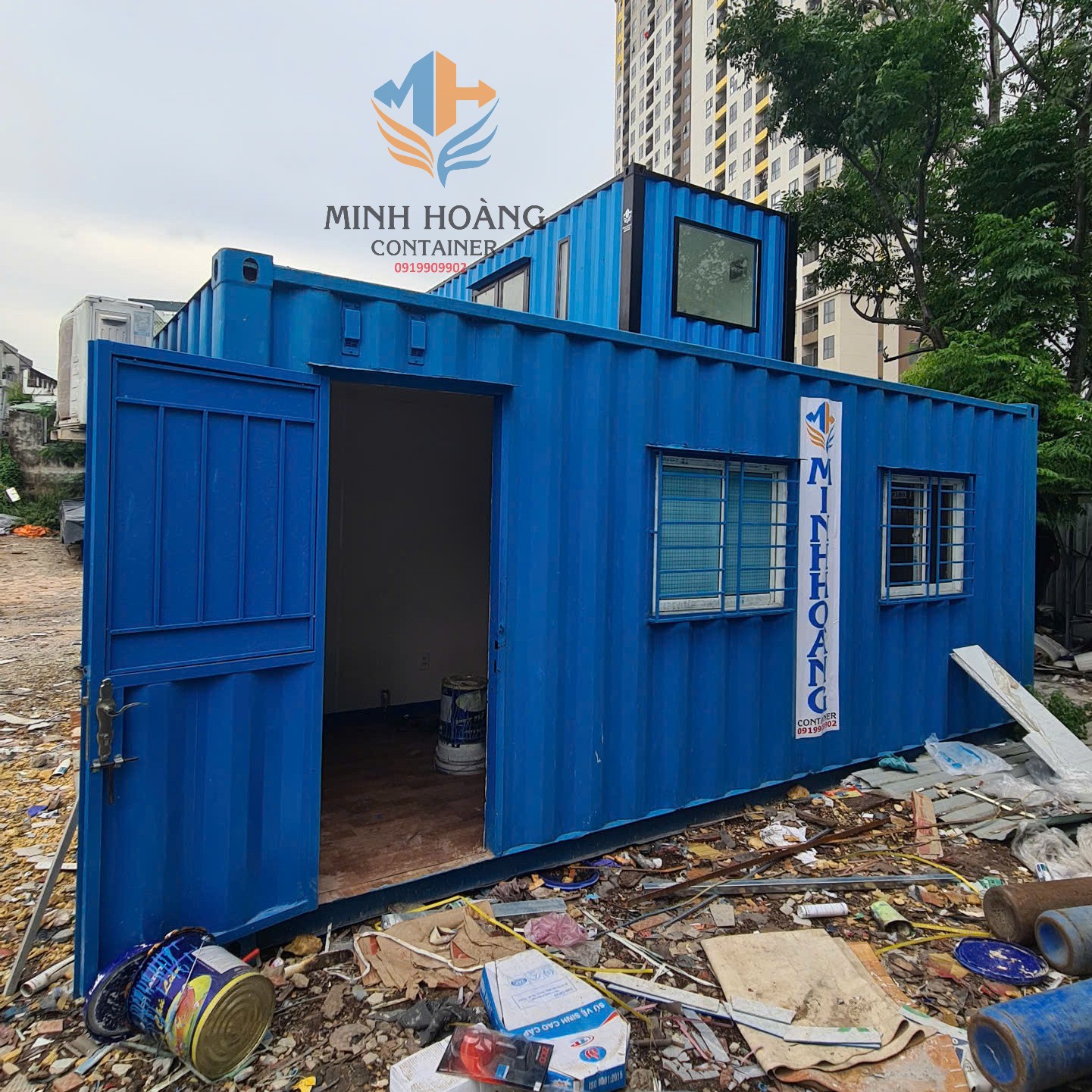 Container văn  phòng 20 feet cũ trang bị đầy đủ điện đèn, máy lạnh, wc đầy đủ thiết bị